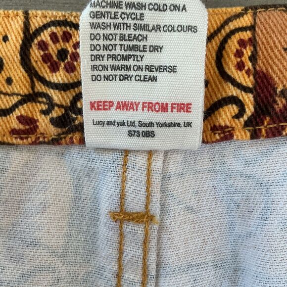 Lucy & Yak Jeans Size W40 / US 16 Organic Yellow BOHO Billie Print High Waist - Picture 7 of 12